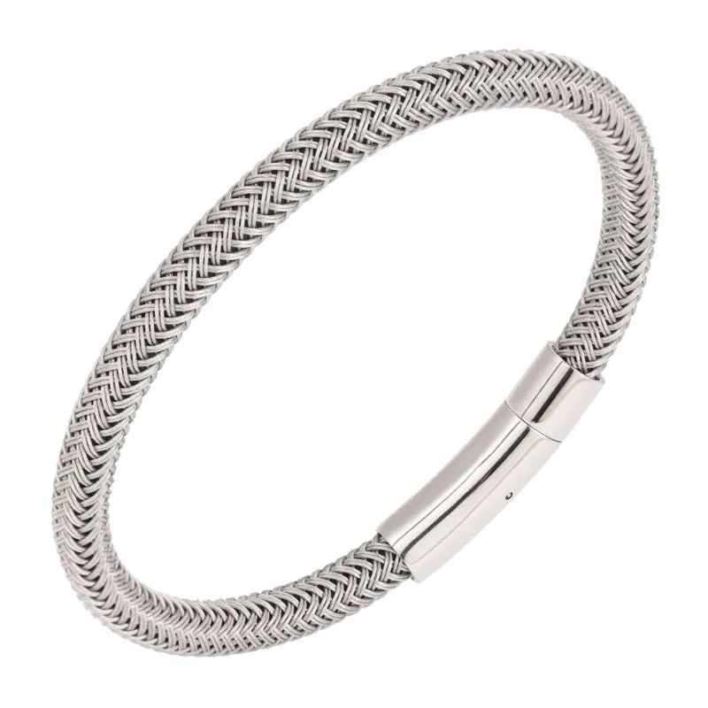 Chic Black and White Titanium Steel Rope Bracelet for Couples - Wholesale Gift with Free Shipping