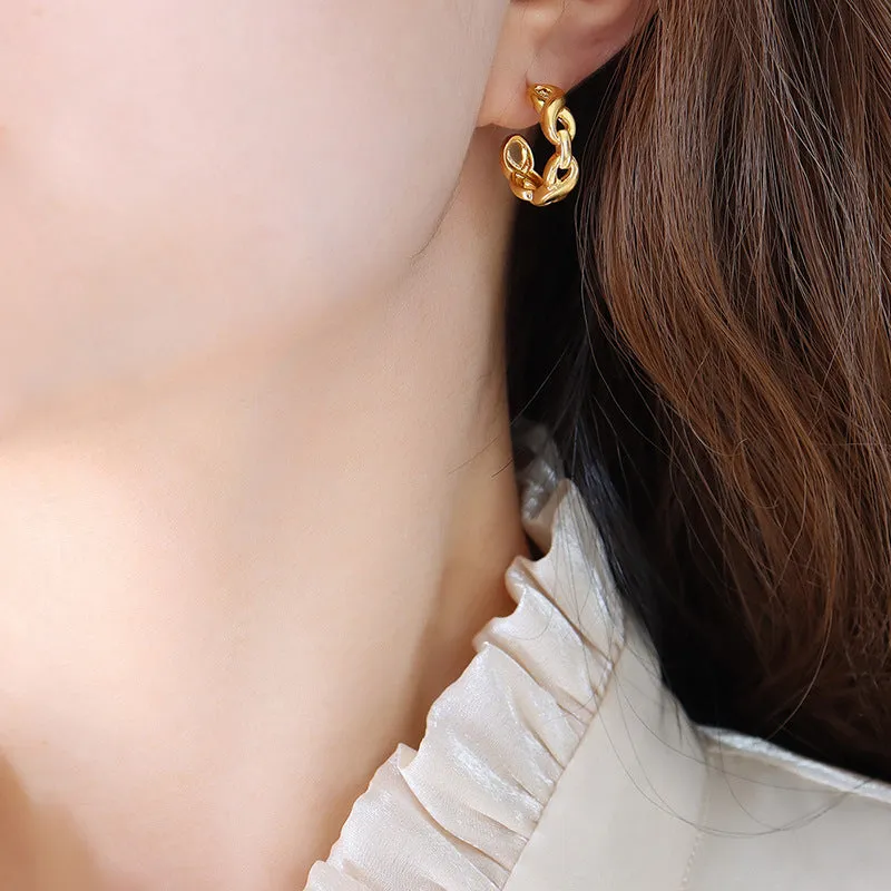 Chic Brass Earrings with Cross Stitch Detail - Everyday Genie Collection