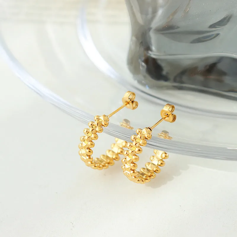 Chic Brass Earrings with Unique C-Shape Design for Fashion-Forward Women