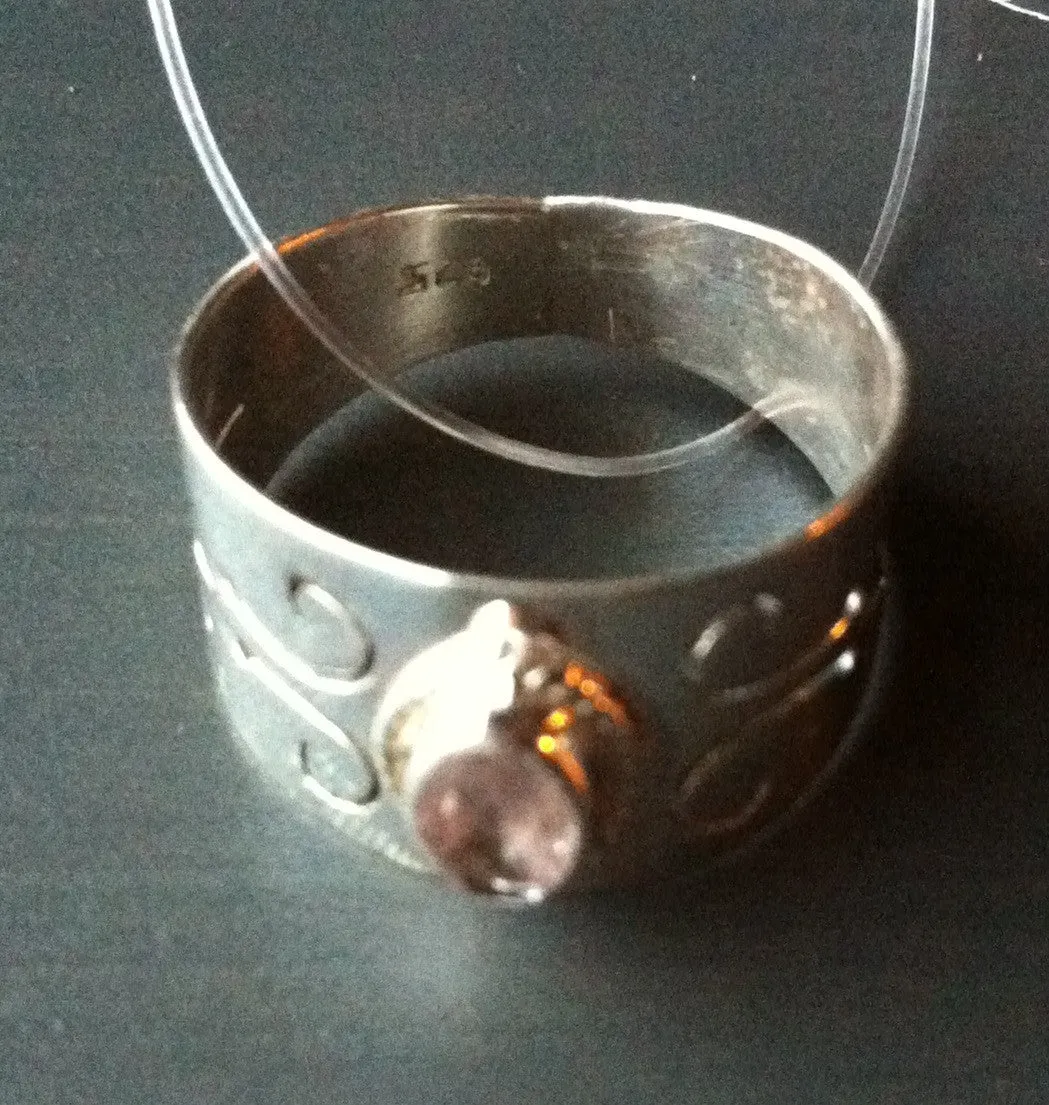 Citrine Silver Band Ring - Size 8