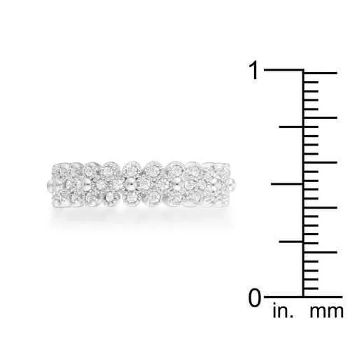 Clara 1ct CZ Rhodium Textured Bezel Set Eternity Ring