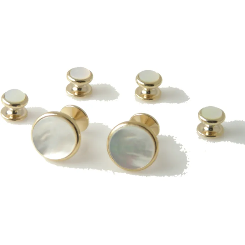 CLASSIC GOLD ROUND  STUD SET WITH MOTHER OF PEARL