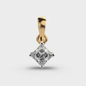 Classic Princess Solitaire Gold Pendant (Without Chain)