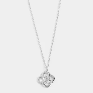 Clover Knot Dangle Necklace - Silver