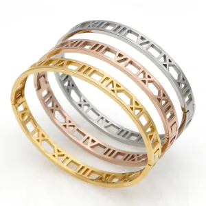 Cool, Classic Roman Numerals, DelicateTrendy Roman Numeral Bracelets & Bangles Titanium Steel Fine Jewelry For Women