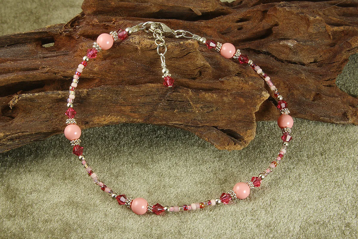 Cotton Candy Pink Beaded Anklet