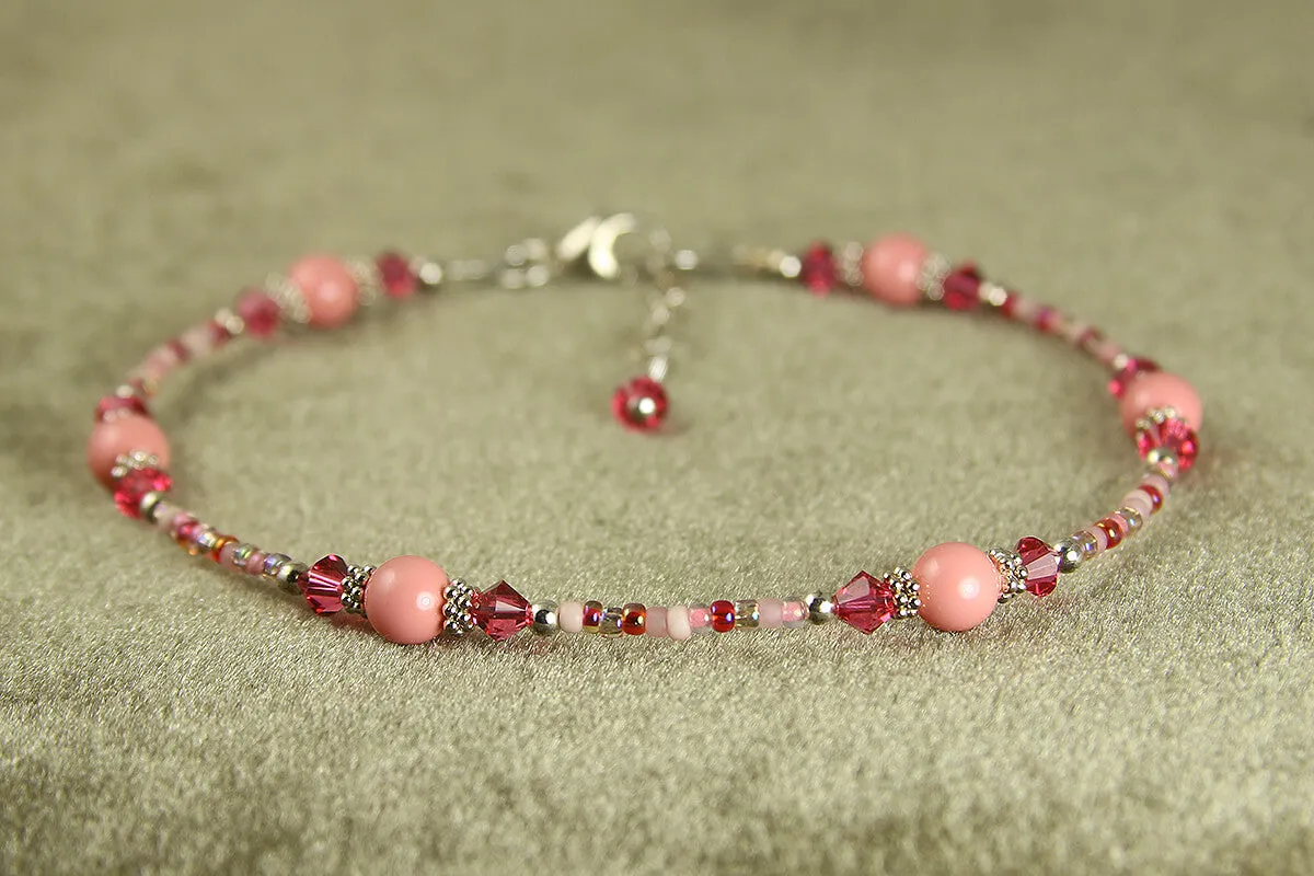 Cotton Candy Pink Beaded Anklet