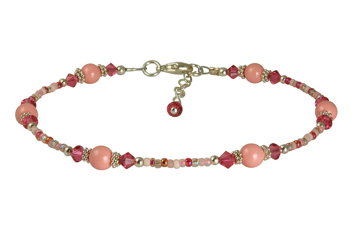 Cotton Candy Pink Beaded Anklet