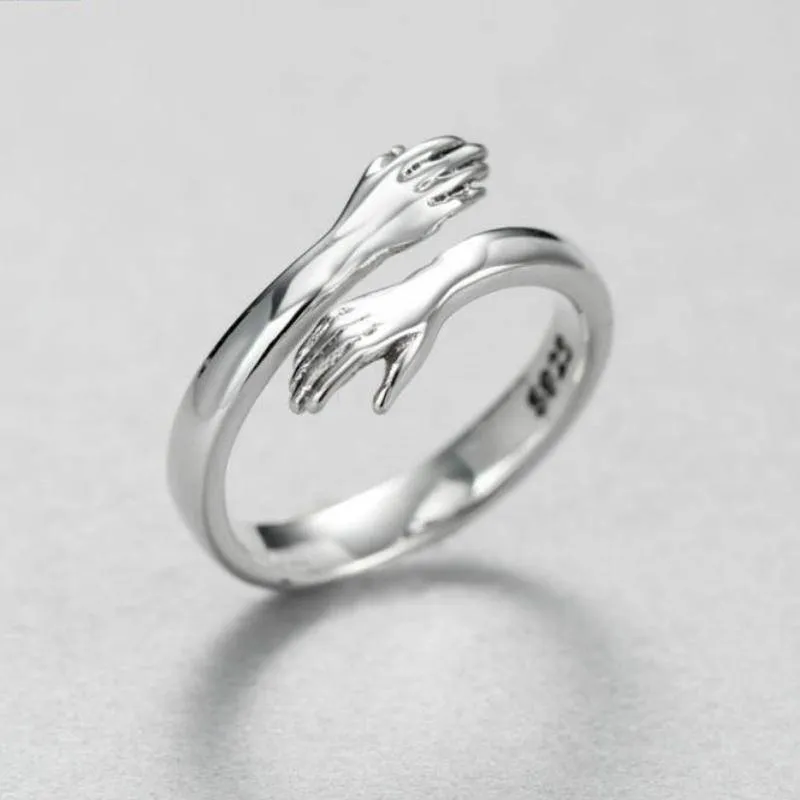 Creative Hands Embrace Open Rings  925 Sterling-silver