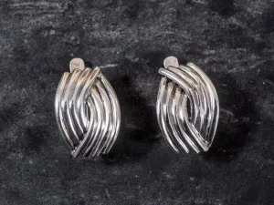 Curvy Silver Earrings - Chunky Silver Earrings - Silver Statement Earrings