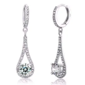 Diamond White Droplet Simulated White Sapphire Drop Earrings