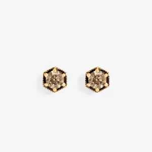 E9905BR | 4.5mm Brown Diamond Hexagon Studs