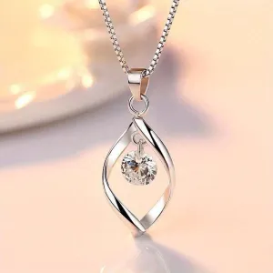 Elegant silver teardrop pendant necklace for womens bridal jewelry