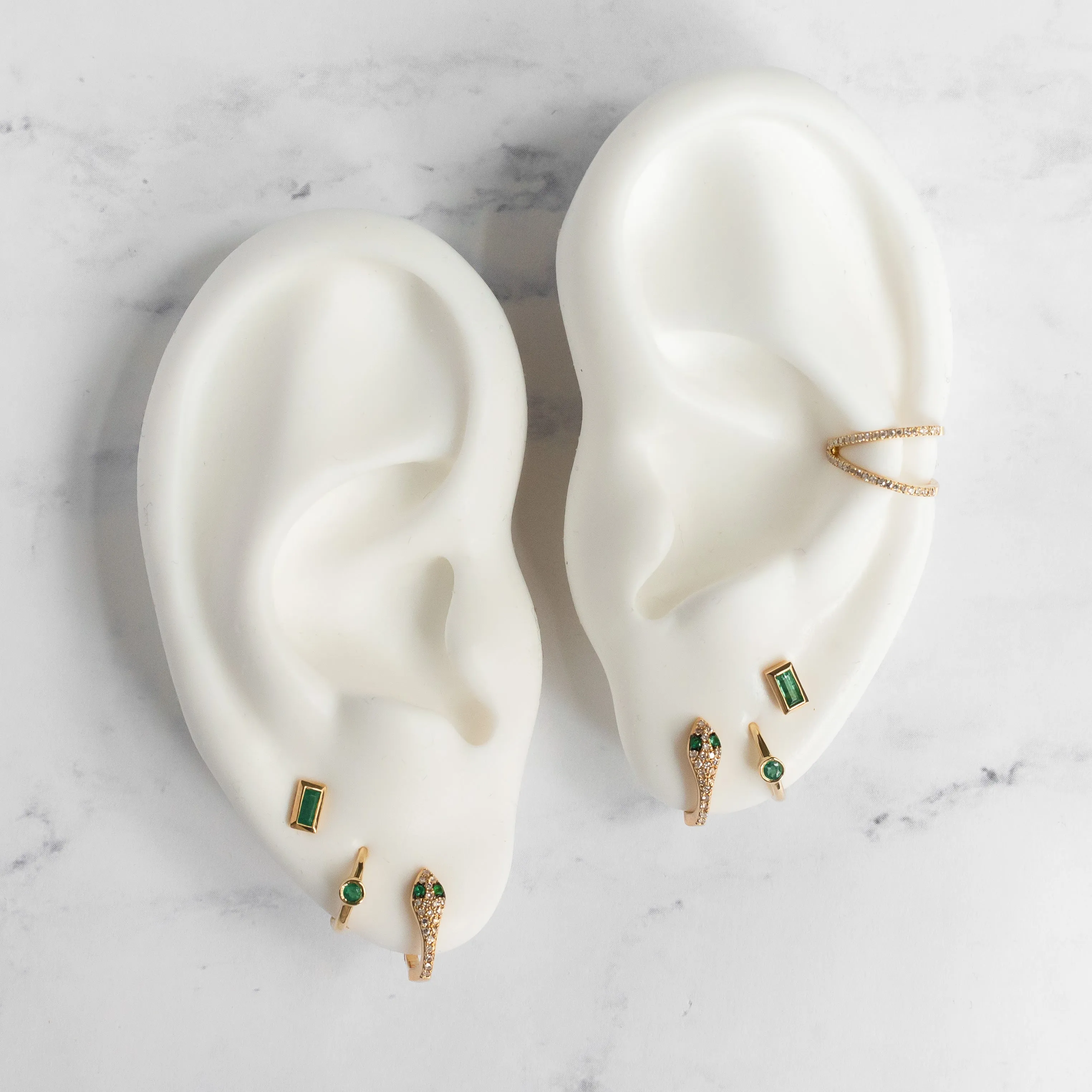 Emerald Baguette Stud Earrings