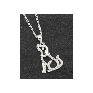 Equilibrium Sparkle Outline Silver Plated Dog Necklace