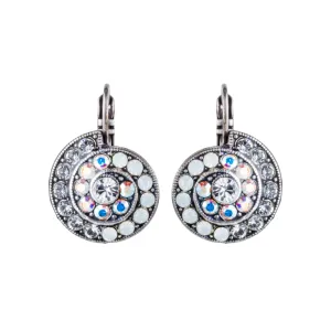 Extra Luxurious Shell Leverback Earring in "Crystal Clear"- Antiqued Silver