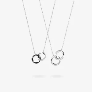 FANCIME "Together" Interlocking Ring Sterling Silver Necklace