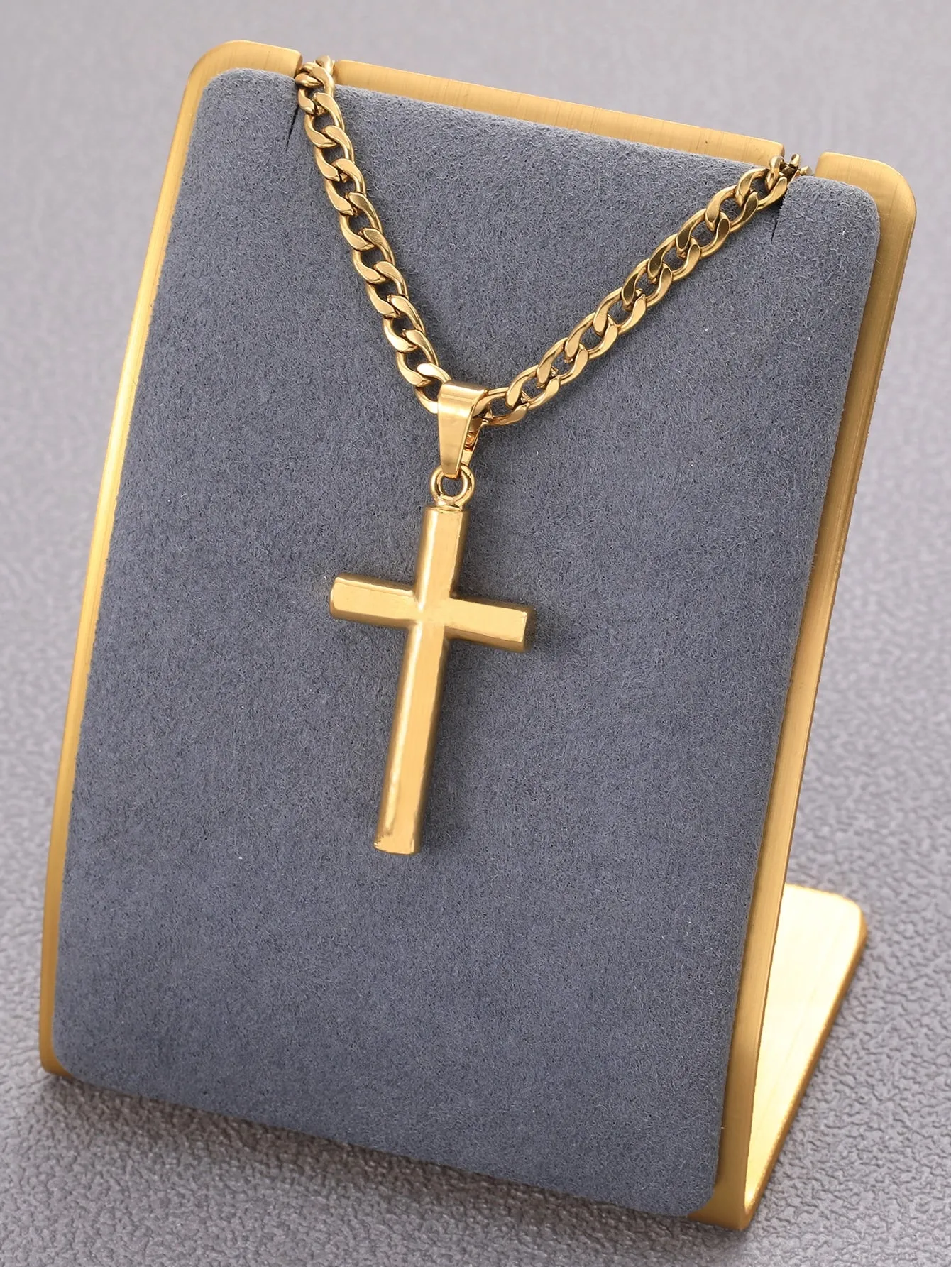 Fashionable  Men Cross Charm Necklace Stainless Steel for Jewelry Gift