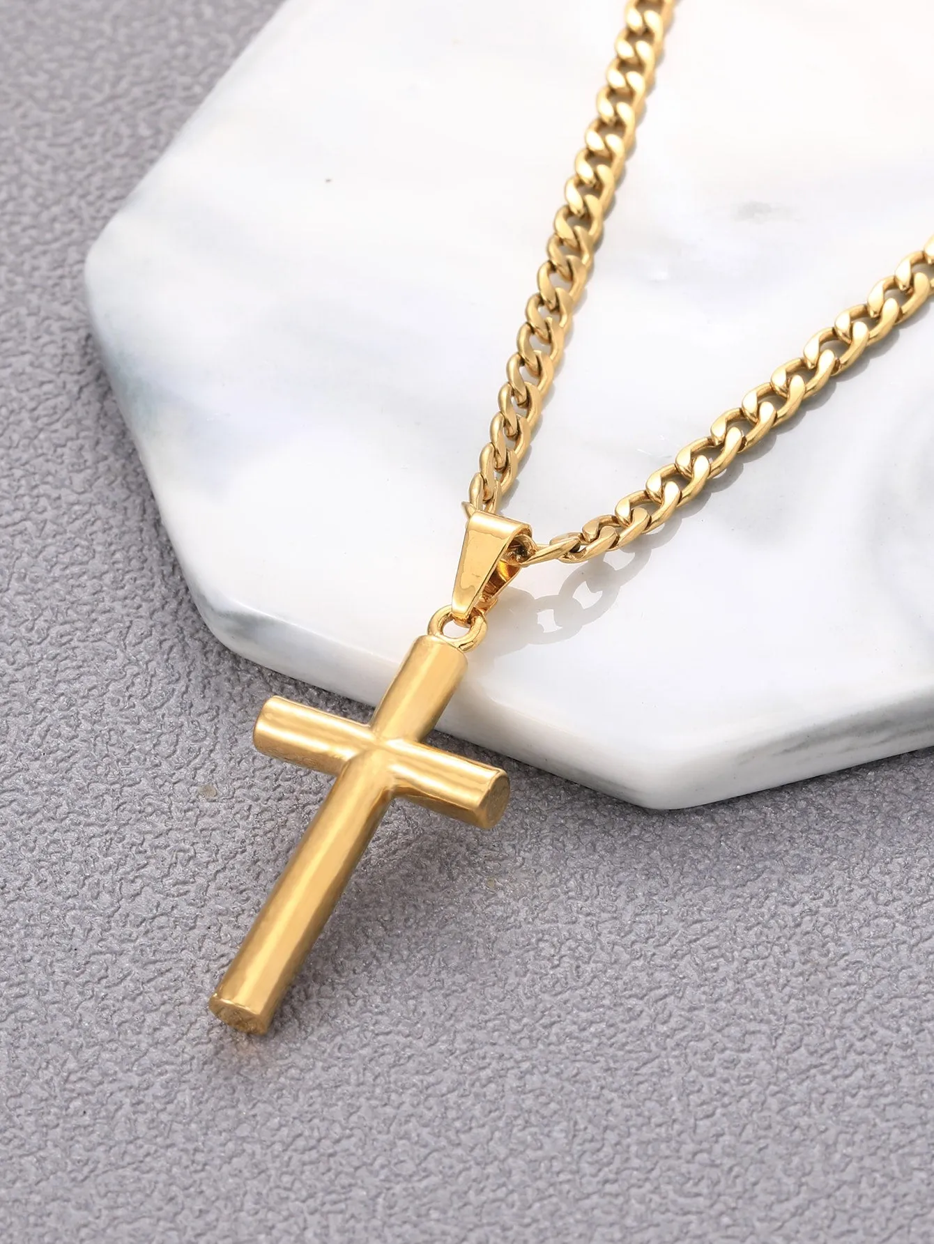 Fashionable  Men Cross Charm Necklace Stainless Steel for Jewelry Gift