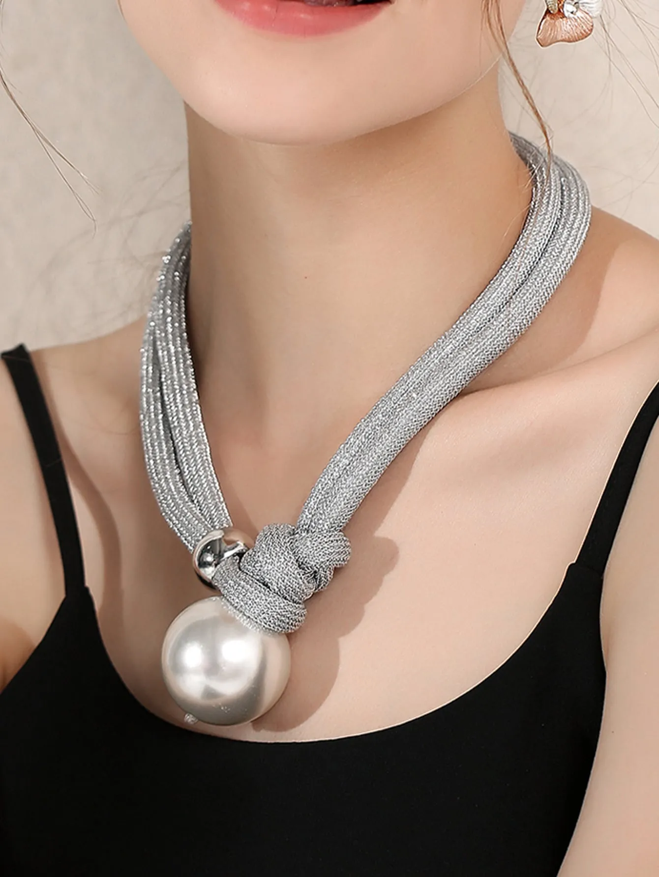 Faux Pearl Decor Large Necklace for Women Novelty Necklace Creative Necklace