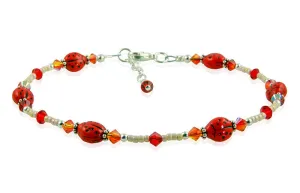 Fire Opal Ladybug Beaded Bracelet