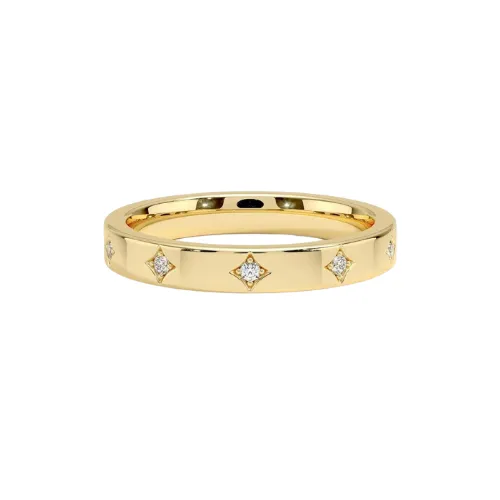 Flat Band Station Diamond Ring