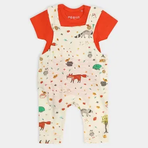 Forest Print Unisex Dungaree with Romper set