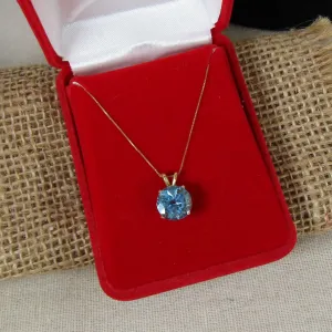 Gemstone Pendant Necklace London Blue Topaz on Gold Chain