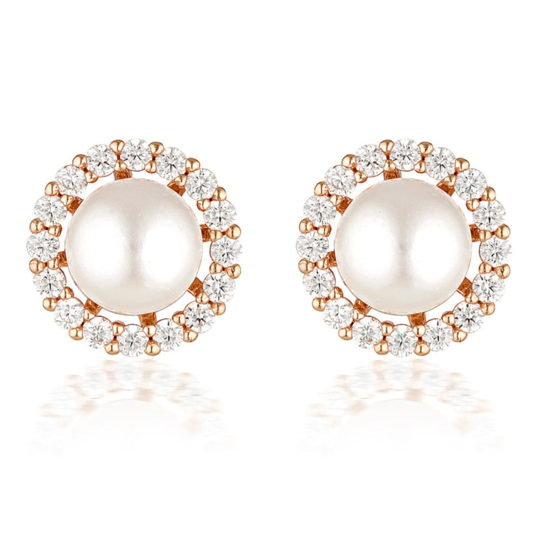 Georgini Noel Nights Esteem Pearl Earrings Rose Gold