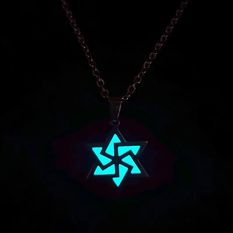 Glow In The Dark Necklace for Men Stainless Steel Punk Necklaces Luminous Butterfly Heart Pendant Party Jewelry Gift for Women