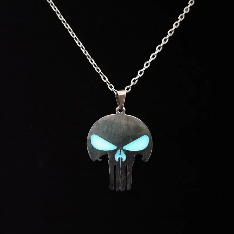 Glow In The Dark Necklace for Men Stainless Steel Punk Necklaces Luminous Butterfly Heart Pendant Party Jewelry Gift for Women