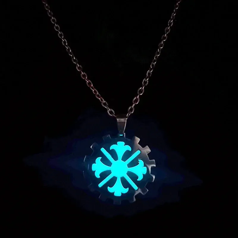 Glow In The Dark Necklace for Men Stainless Steel Punk Necklaces Luminous Butterfly Heart Pendant Party Jewelry Gift for Women