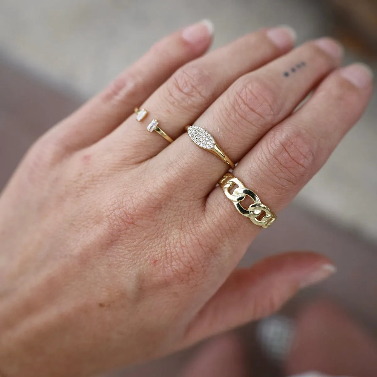 Gold Curb Chain Adjustable Ring