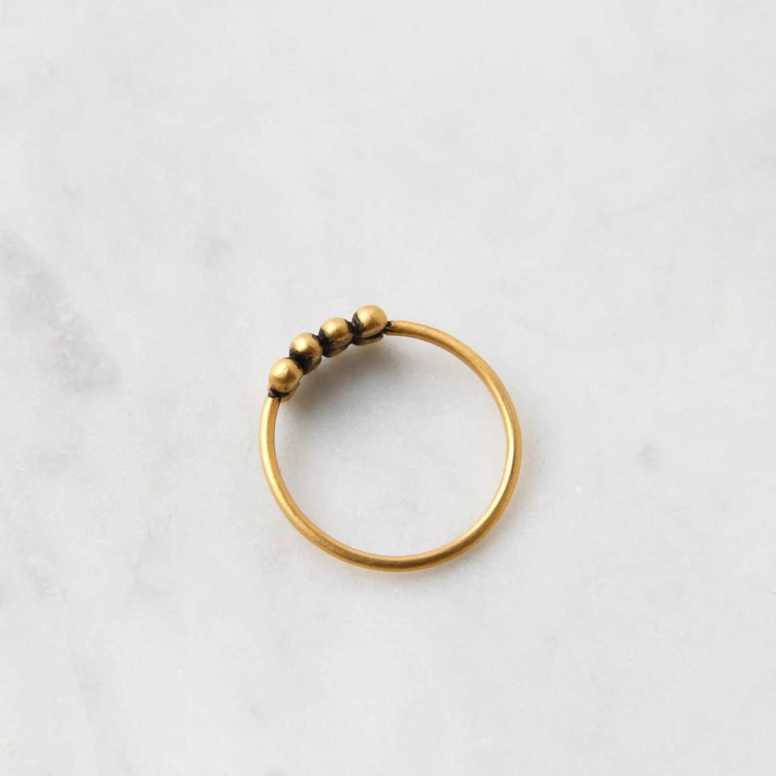 Gold Plated Brass Eight Granulated Ball Stacking Ring