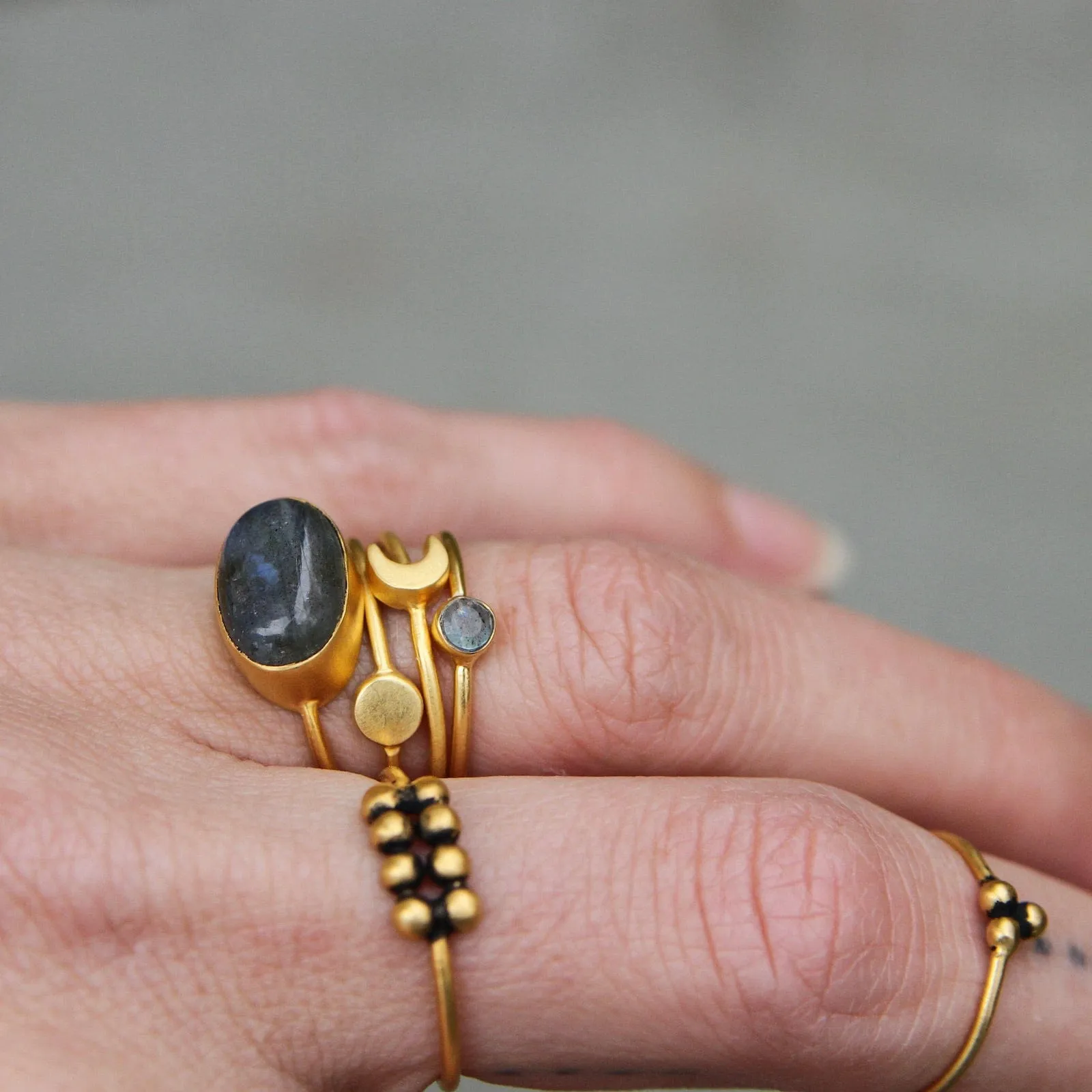 Gold Plated Brass Little Disc Ring