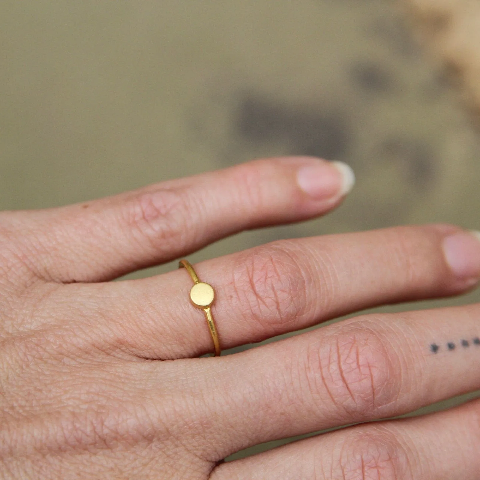 Gold Plated Brass Little Disc Ring