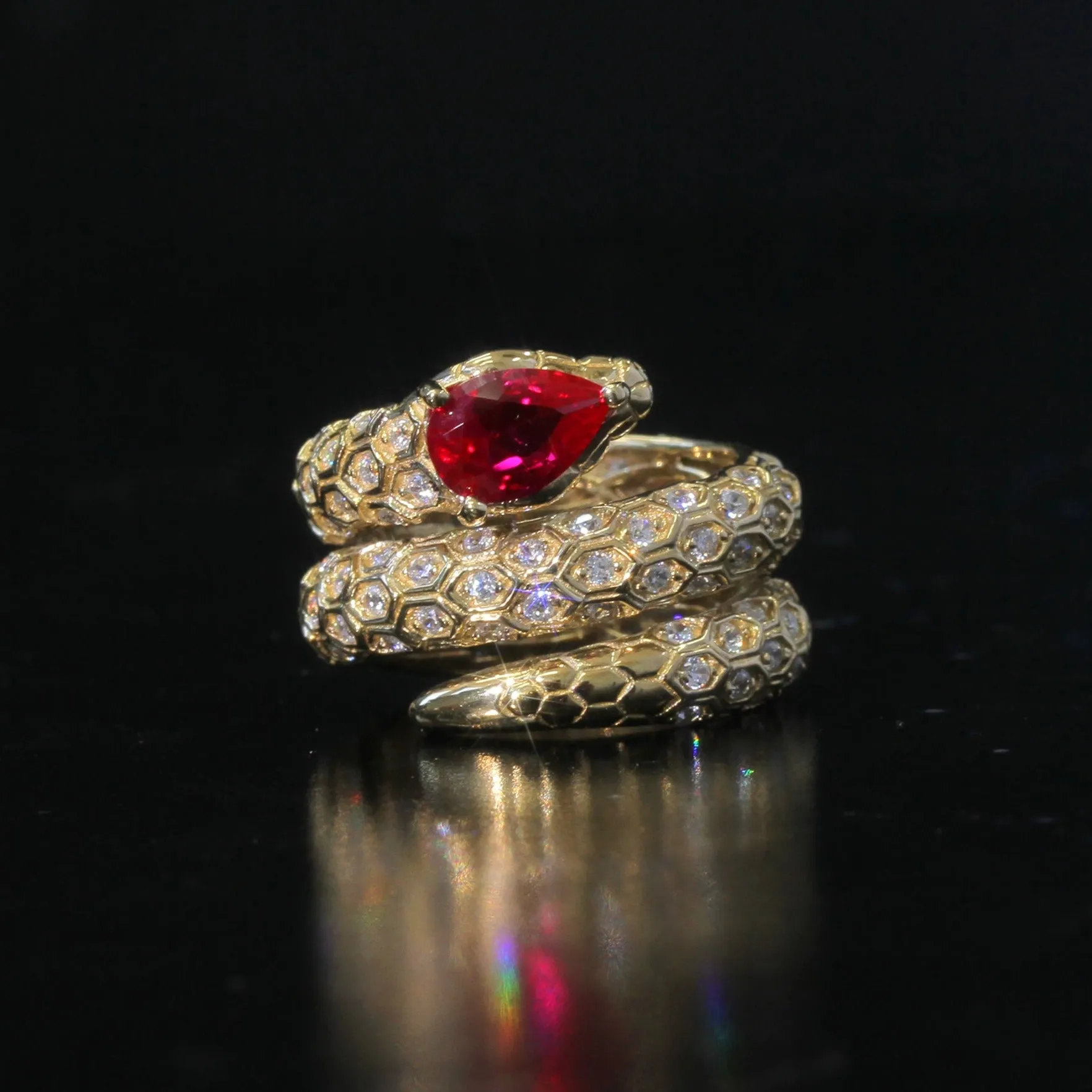 Golden Serpent Embrace Wrap Ring