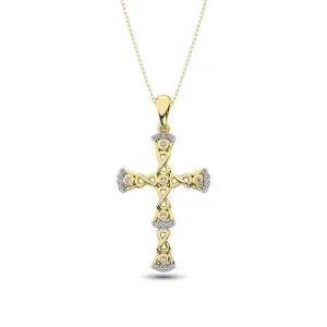 Gothic Style Diamond 1/6 Ct.Tw Cross Pendant in 10K Yellow Gold