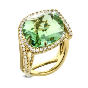 Green Tourmaline Color Ring in 18k Gold with Diamonds