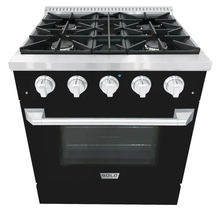 Hallman BOLD 30" 4.2 Cu.Ft. 4 Burner Freestanding All Gas Range and Gas Oven - HBRG30