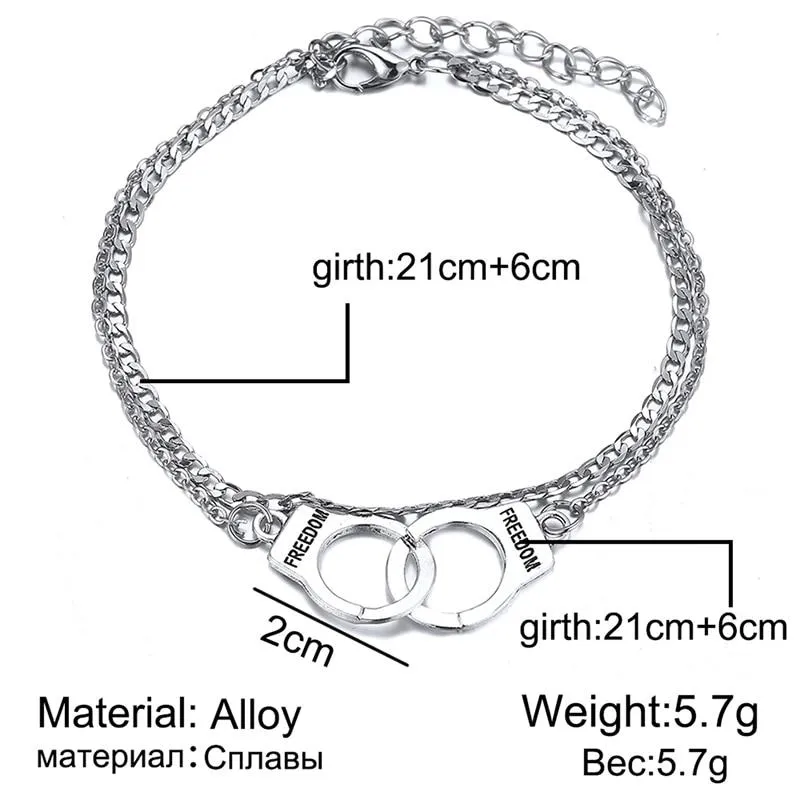 Handcuffs Ankle Bracelet For Women Anklet Fashion Multilayer Foot Chain