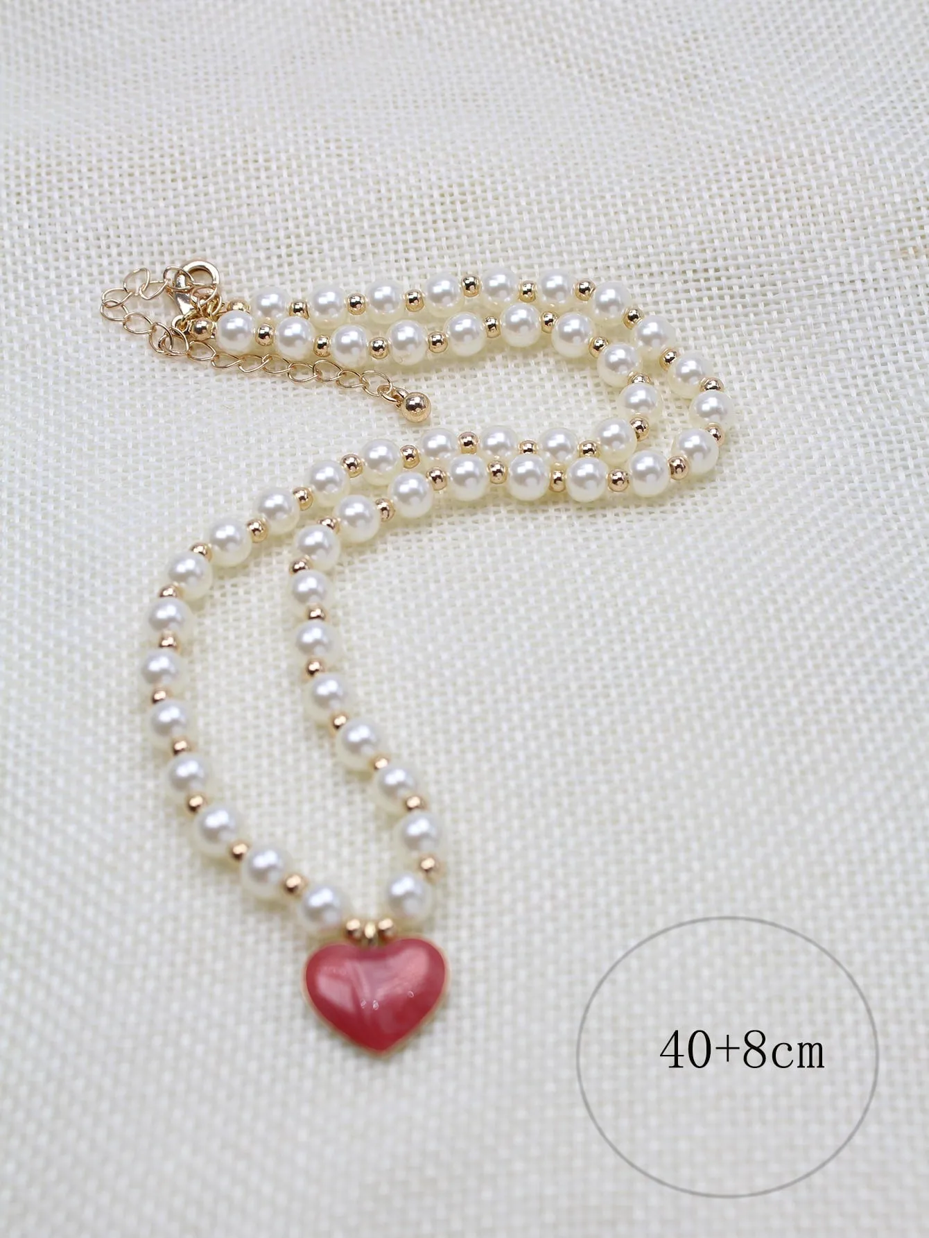 Heart Charm Faux Pearl Beaded Necklace Creative Necklace for Women Fashion