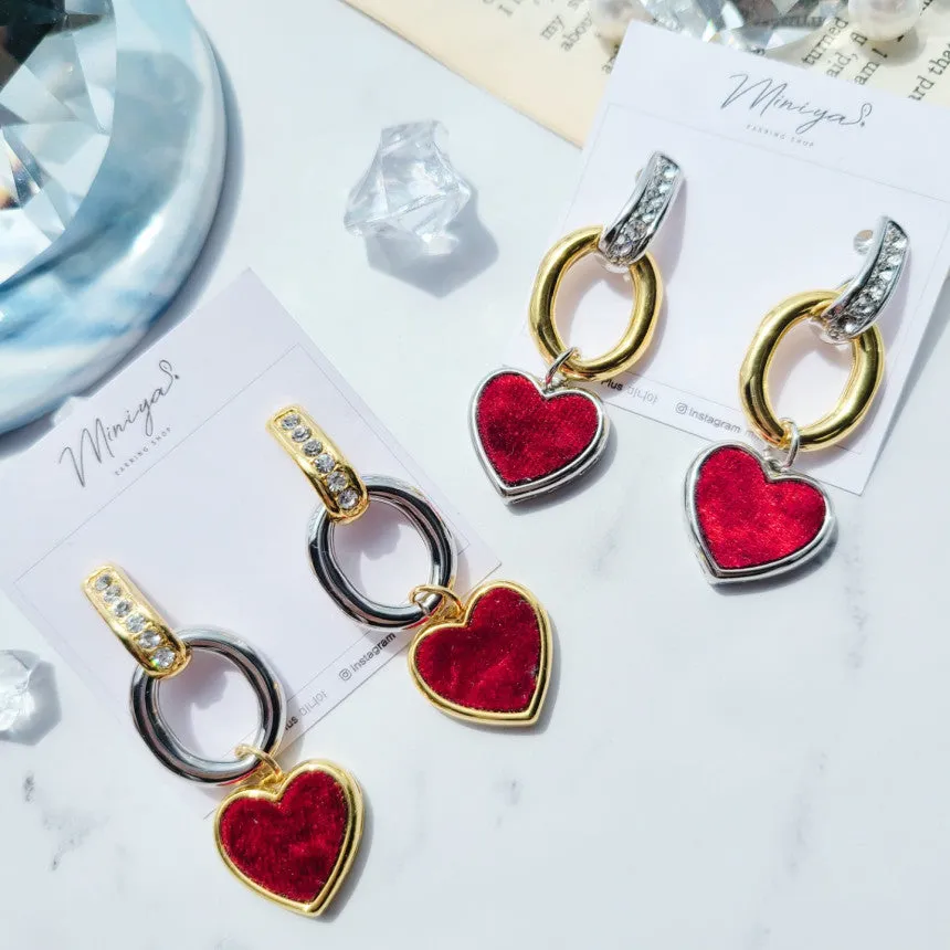 Heart unique lovely chain earrings (Lightsum-Yujeong) - 925 Sterling Silver