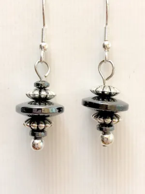 Hematite Earrings Layered