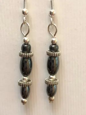 Hematite Earrings Rice Shaped