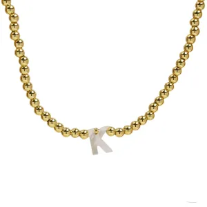 Initial Gold Bead Shell Necklace