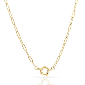 KELLY GOLD PAPERCLIP CHAIN CHARM NECKLACE