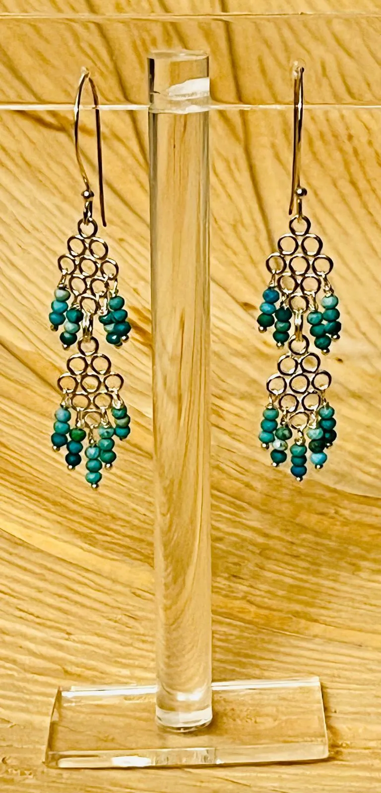 Kingman Turquoise and Sterling Silver Chandelier Earrings