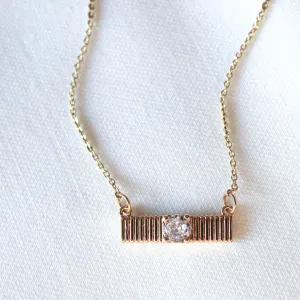 Kinsey Designs | Quinn Gold Tone Bar Necklace with CZ Crystal Accent