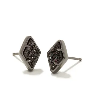 Kinsley Stud Earrings Gunmetal - Black Drusy